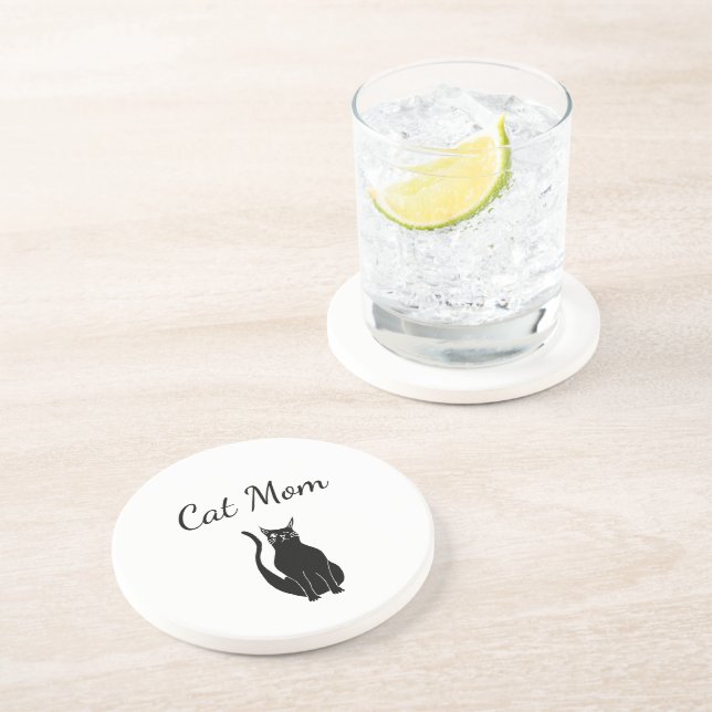 Black Cat Cute Winking Kitty Cartoon  Coaster (Side)