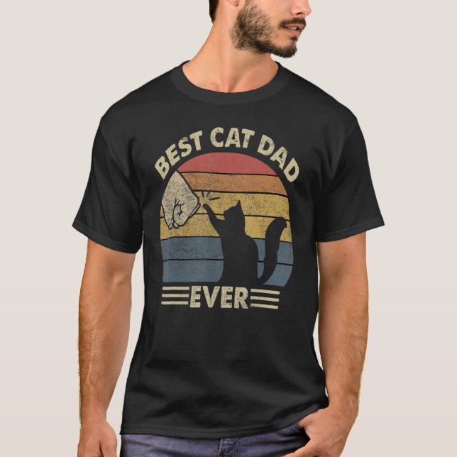 Black Cat Dad - Best Cat Dad Ever Kitten Lover Gif T-Shirt (Front)