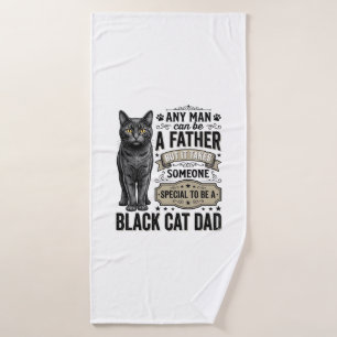 Black Cat Dad Vintage Engraving T-Shirt Design_1 Bath Towel