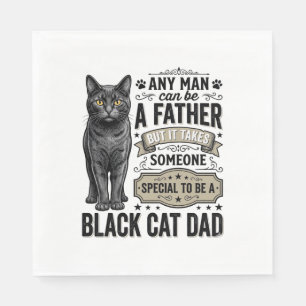 Black Cat Dad Vintage Engraving T-Shirt Design_1 Napkin