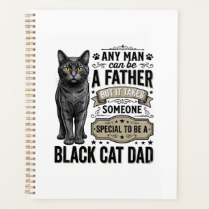 Black Cat Dad Vintage Engraving T-Shirt Design_1 Planner