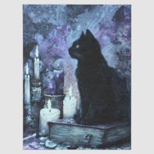Black Cat Dark Blue Gothic Setting Tissue Paper