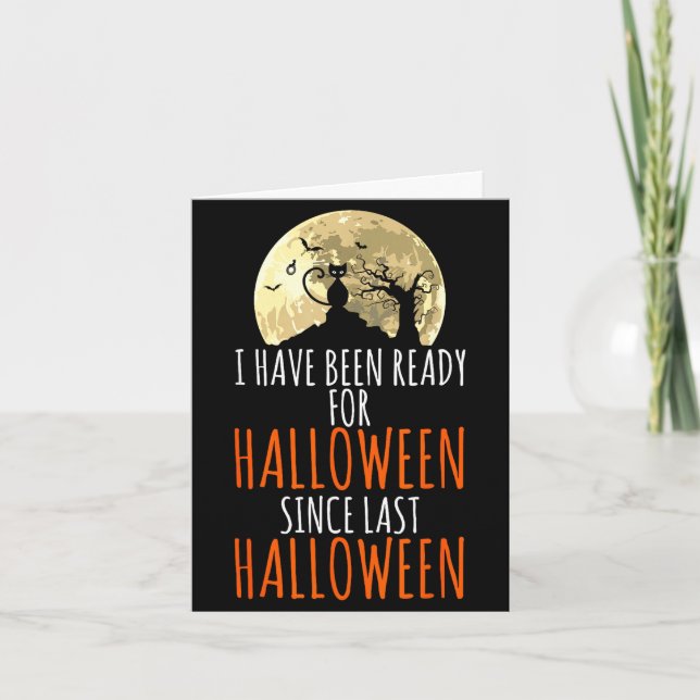Black cat dead tree ready for halloween  card (Front)