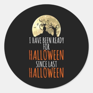 Black cat dead tree ready for halloween  classic round sticker