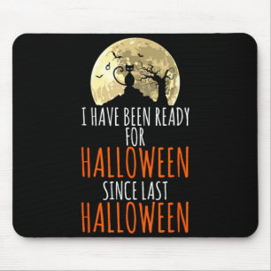Black cat dead tree ready for halloween mouse mat