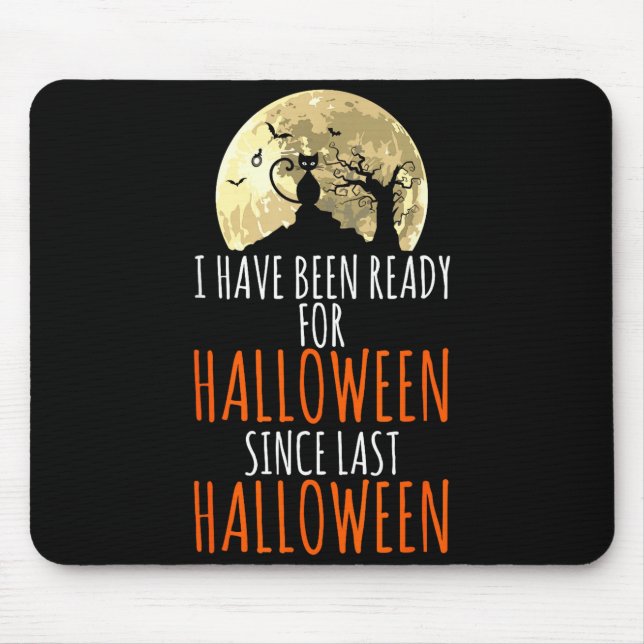 Black cat dead tree ready for halloween  mouse mat (Front)