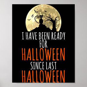 Black cat dead tree ready for halloween  poster
