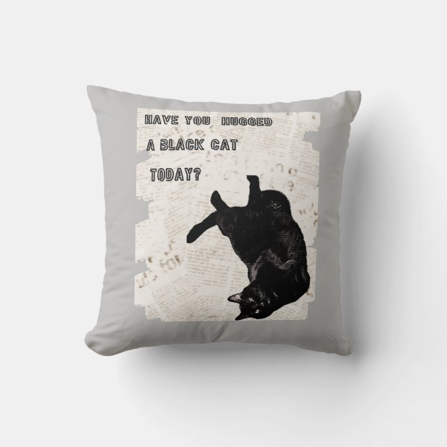 Black Cat Decorative Pillow (Front)