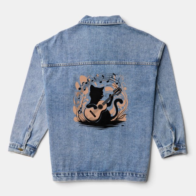 - Black Cat Denim Jacket (Back)