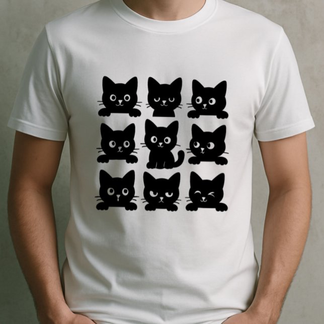 Black Cat Design Elegant and Playful Art for Cat T-Shirt (Creator Uploaded)