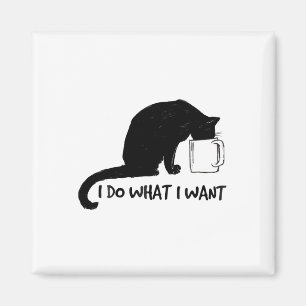 Black Cat Do What I Want Red Cup Funny My Cat  Magnet