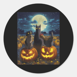 Black Cat Dog Chicken Halloween Pumpkin Spooky Classic Round Sticker