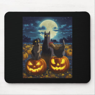 Black Cat Dog Chicken Halloween Pumpkin Spooky Mouse Mat