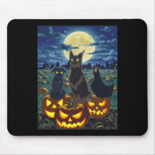Black Cat Dog Chicken Halloween Pumpkin Spooky Mouse Mat