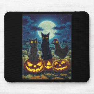 Black Cat Dog Chicken Halloween Pumpkin Spooky Mouse Mat