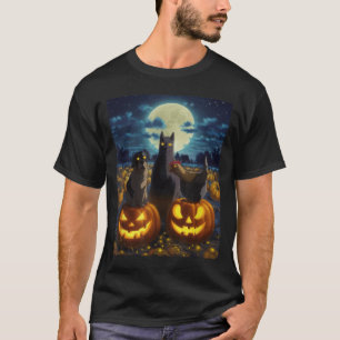 Black Cat Dog Chicken Halloween Pumpkin Spooky T-Shirt