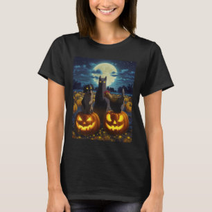 Black Cat Dog Chicken Halloween Pumpkin Spooky T-Shirt
