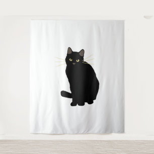 Black Cat Drawing Cute Black Cat Cat Mum Cat Lover Tapestry