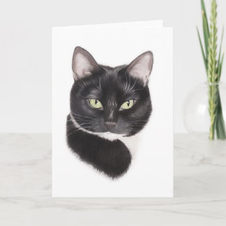 Black cat drawing greetings card