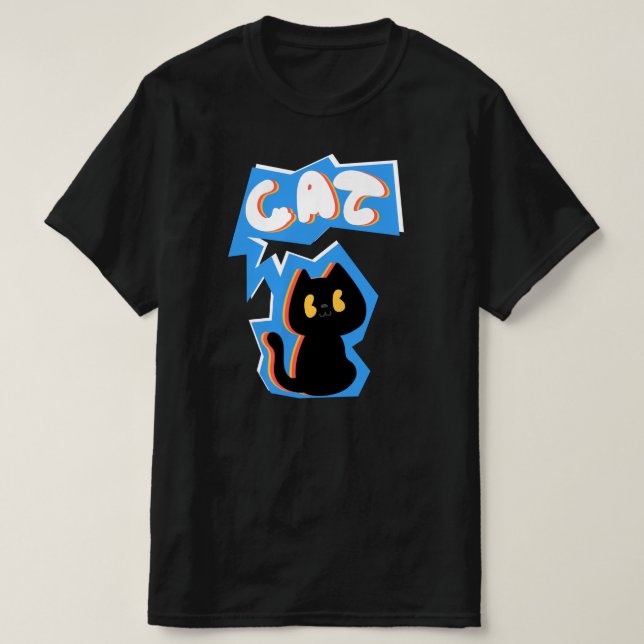 Black Cat drawing T-Shirt (Design Front)