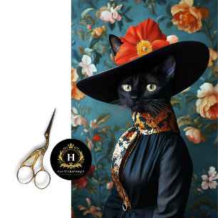  Black Cat Dress & Floral Hat Portrait Decoupage  Tissue Paper