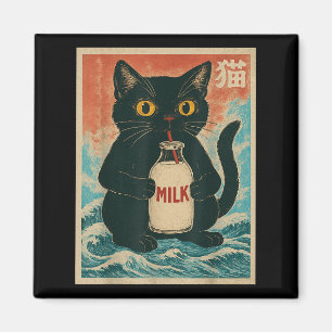 Black Cat Drink Milk Carton Anime Japanese Funny G Magnet