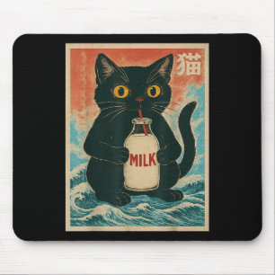 Black Cat Drink Milk Carton Anime Japanese Funny G Mouse Mat