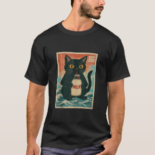 Black Cat Drink Milk Carton Anime Japanese Funny G T-Shirt