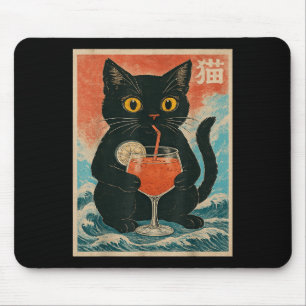 Black Cat Drink Tail Jus Anime Kawaii Funny Graphi Mouse Mat