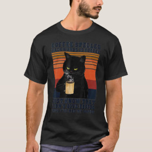 Black Cat Drinks Coffee Spelled Backwards Is Eeffo T-Shirt