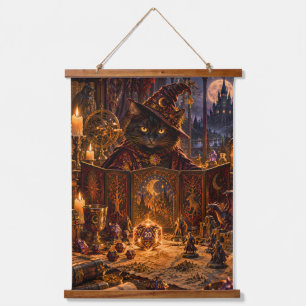 Black Cat Dungeon Master Fantasy Art Hanging Tapestry