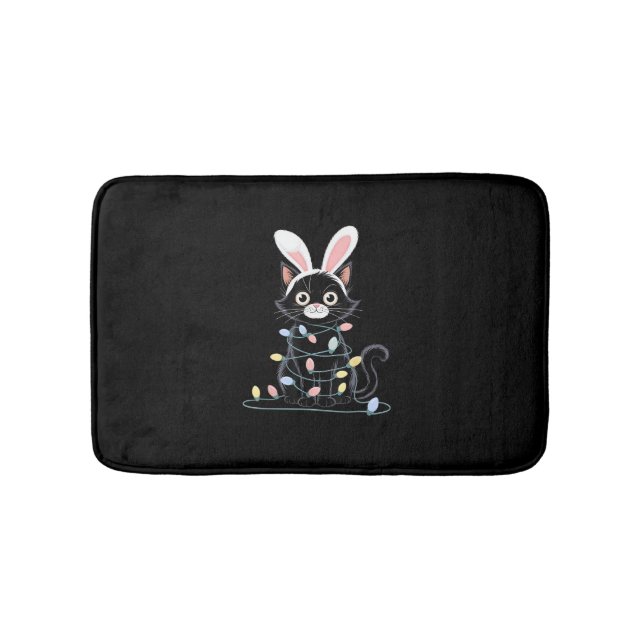 Black Cat Easter Pajama Funny Easter Decorations L Bath Mat (Front)