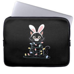 Black Cat Easter Pajama Funny Easter Decorations L Laptop Sleeve