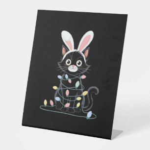 Black Cat Easter Pajama Funny Easter Decorations L Pedestal Sign