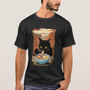Black Cat Eating Ramen Noodles Grand Canyon Nation T-Shirt