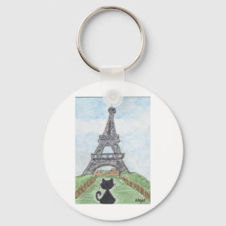 BLACK CAT EIFFEL TOWER KEY RING
