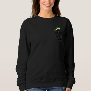 Black Cat Elf Hat In Pocket - Christmas Cat Lovers Sweatshirt