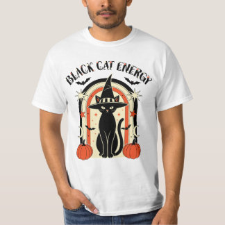 Black Cat Energy Witch Halloween T-Shirt