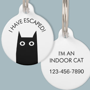 Black Cat Escaped Indoor Cat Pet Tag