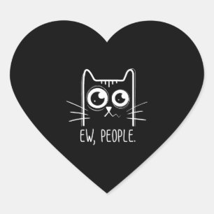 Black Cat Ew People Funny Cat Lover Heart Sticker
