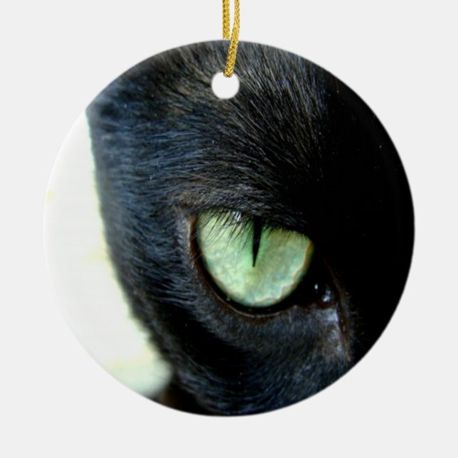 Black Cat Eye Ceramic Tree Decoration (Front)