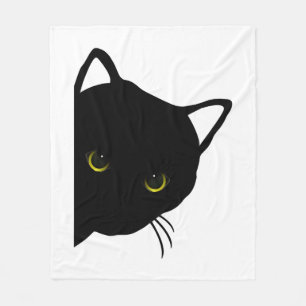 black cat eyes left fleece blanket