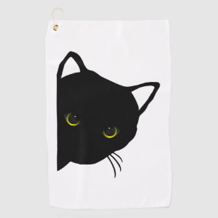 black cat eyes left golf towel