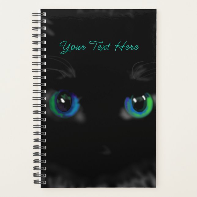 Black Cat Eyes Personalised Planner Your Text (Front)
