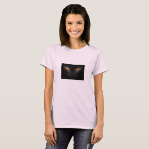 Black cat eyes pink t-shirt