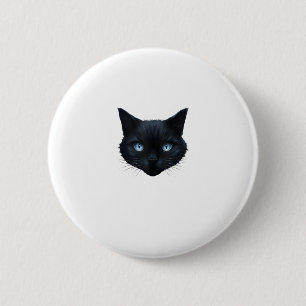 Black Cat Face Blue Eyes Graphic Tee Cat Men Women 6 Cm Round Badge