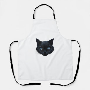 Black Cat Face Blue Eyes Graphic Tee Cat Men Women Apron