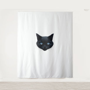Black Cat Face Blue Eyes Graphic Tee Cat Men Women Tapestry