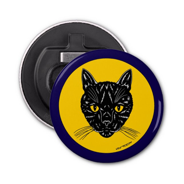 Black Cat Face Bottle Opener (Front)