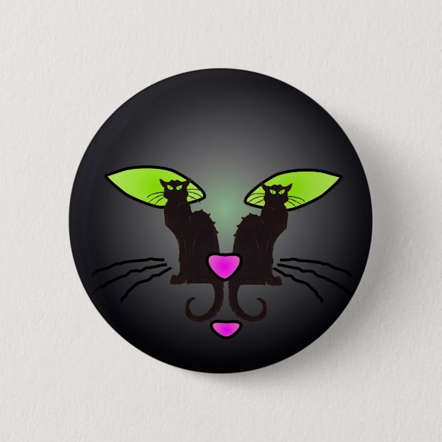 BLACK CAT FACE by SHARON SHARPE 6 Cm Round Badge (Front)